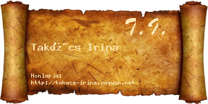 Takács Irina névjegykártya