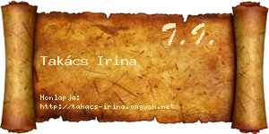 Takács Irina névjegykártya